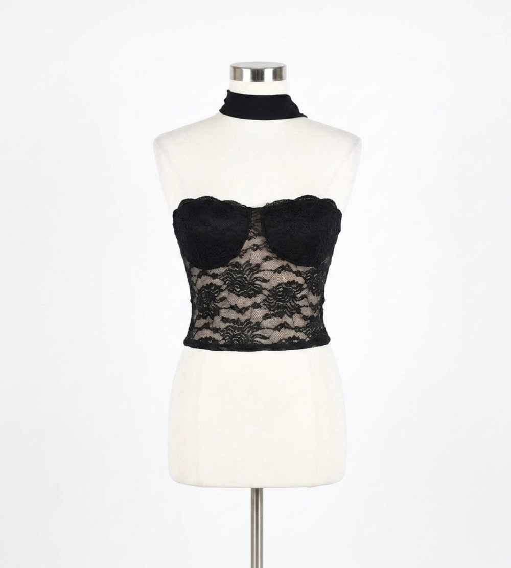 NEW SKY TO MOON cavatia scarf top in black